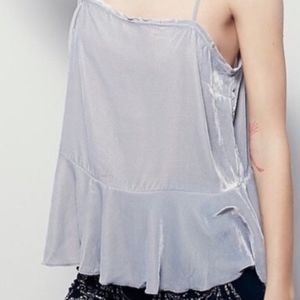 Free People Intimately Gray Velvet Peplum Top